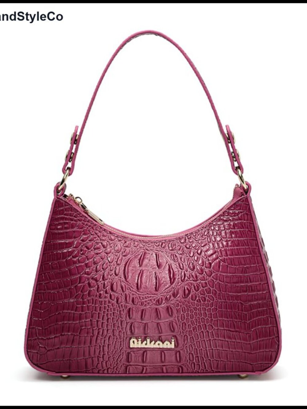 Genuine Leather Crocodile Embossed Shoulder Bag Vintage Crossbody